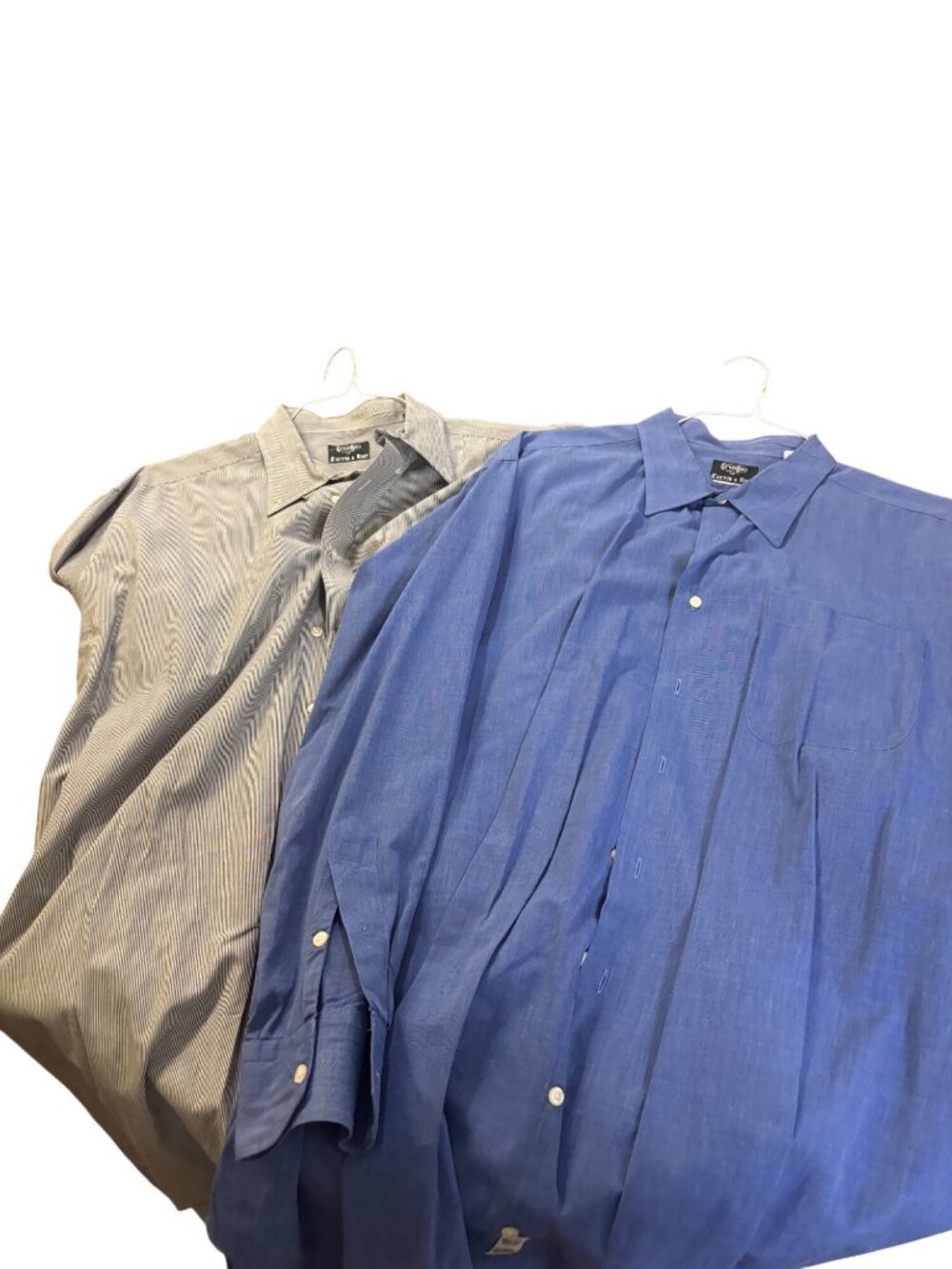 Gitman Bros Currin & Hay Mens Blue & Gray Striped Cotton Dress Shirts Size 18/36